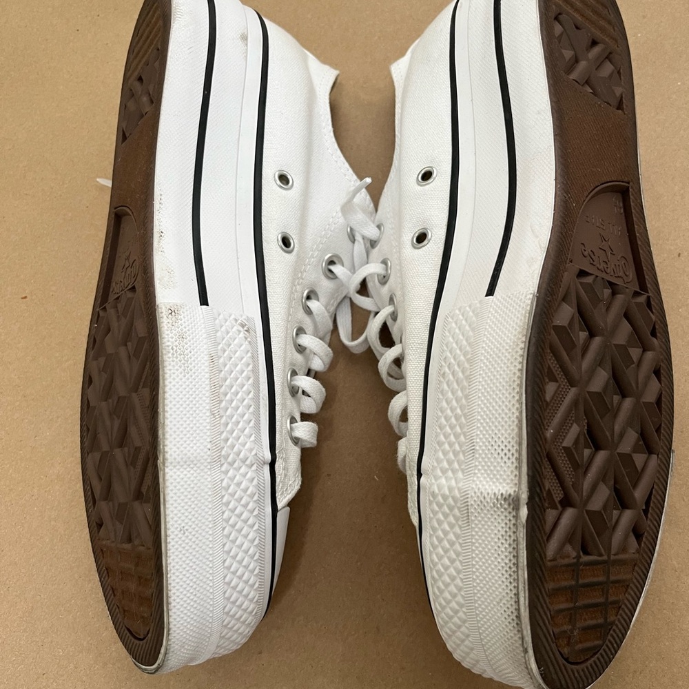 Converse White Low Top Platform Sneakers - Picture 6 of 8